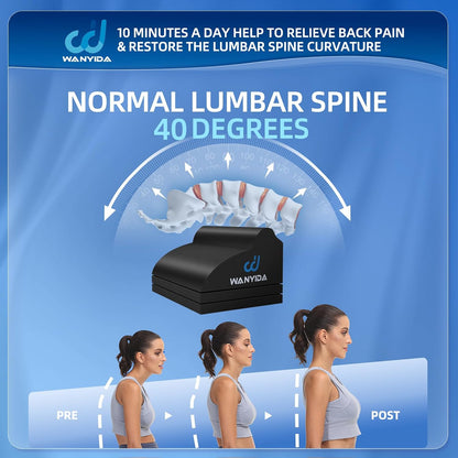 Lumbar Orthotic Traction Roll Device, Lower Back Stretcher for Pain relief, Back Traction for Lumbar Decompression, 3 Height Adjustable Lumbar Stretcher, Chiropractic