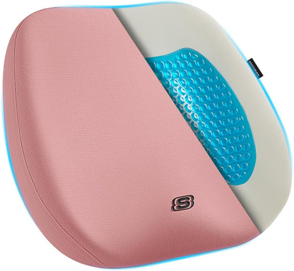 Skechers Seat Cushion Premium Gel & Memory Foam-Office Chair Cushion for Tailbone Pain Relief,Butt Pillow for Office Chair,Car seat Cushion,Long Sitting Office Workers,and Car Drivers,Black