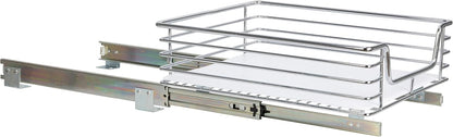 Household Essentials Glidez Multipurpose Chrome-Plated Steel Pull-Out/Slide-Out Storage Organizer for Cookware and Bakeware - 2-Tier Design - Fits Standard Size Cabinet or Shelf, Chrome