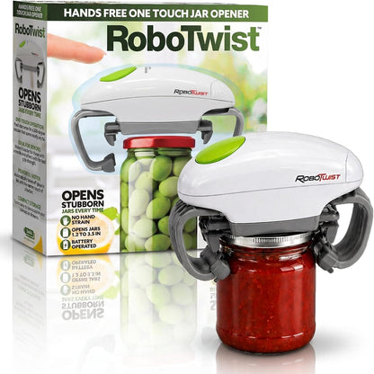 Robotwist Automatic Jar Opener Deluxe Model with Improved Torque | Electric, One Touch Hands Free for Seniors with Arthritis or Weak Hands, Fits All Jars 1.2–3.5 in