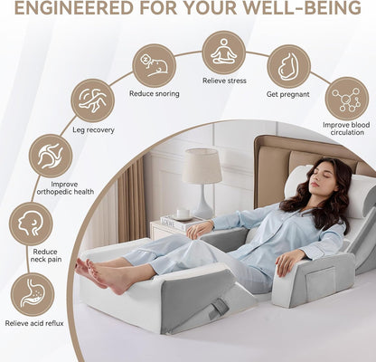 Yojoker Leg Elevation Pillows for Swelling, Memory Foam Wedge Pillow for Legs Blood Circulation, Leg Elevation Pillows for After Surgery, Knee Wedge Pillow for Sleeping Back Hip Ankles Relief