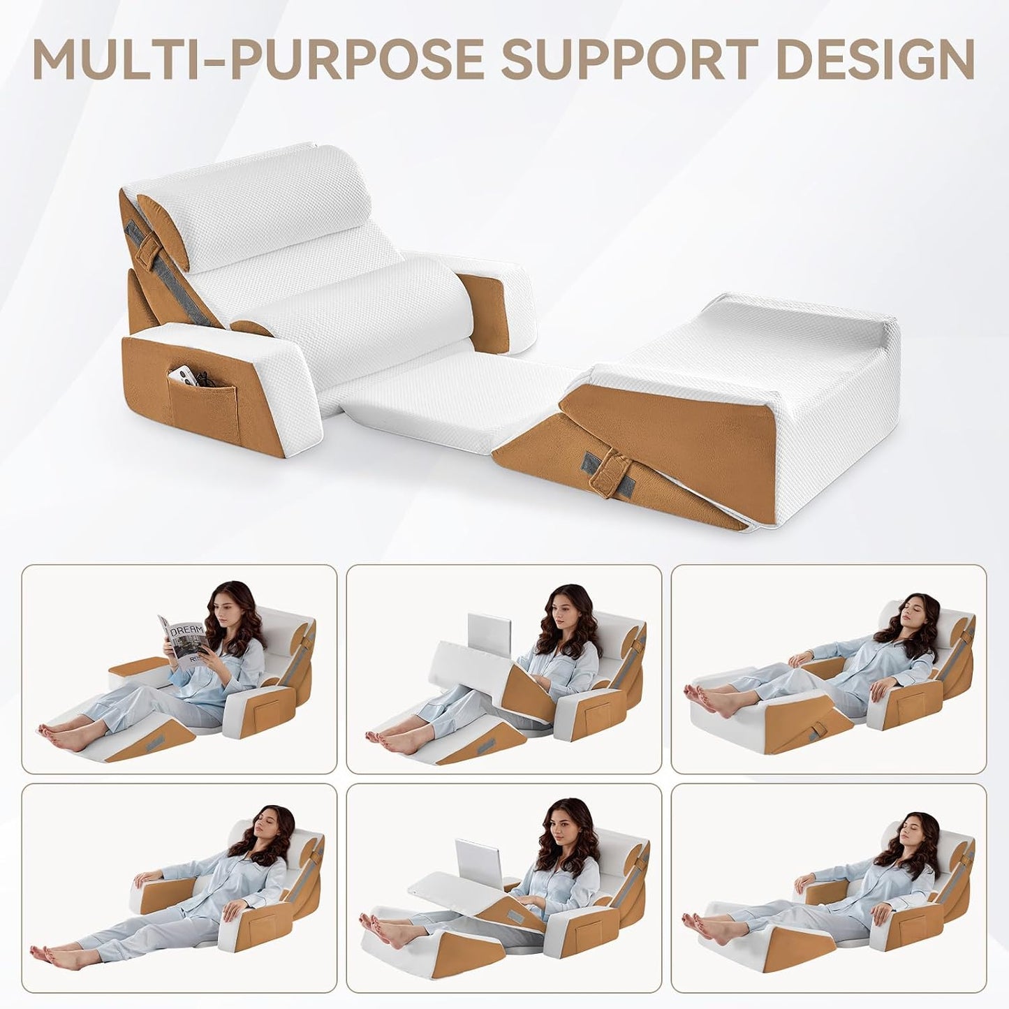 Yojoker Leg Elevation Pillows for Swelling, Memory Foam Wedge Pillow for Legs Blood Circulation, Leg Elevation Pillows for After Surgery, Knee Wedge Pillow for Sleeping Back Hip Ankles Relief