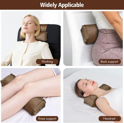 WdFour Velvet Neck & Head Pillow for Recliner Chair, Small Ergonomic Cervical Support Pillow for Home, Office and Travel, Non-Slip Cushion for Tension Relief & Shoulder Comfort (Chocolate)