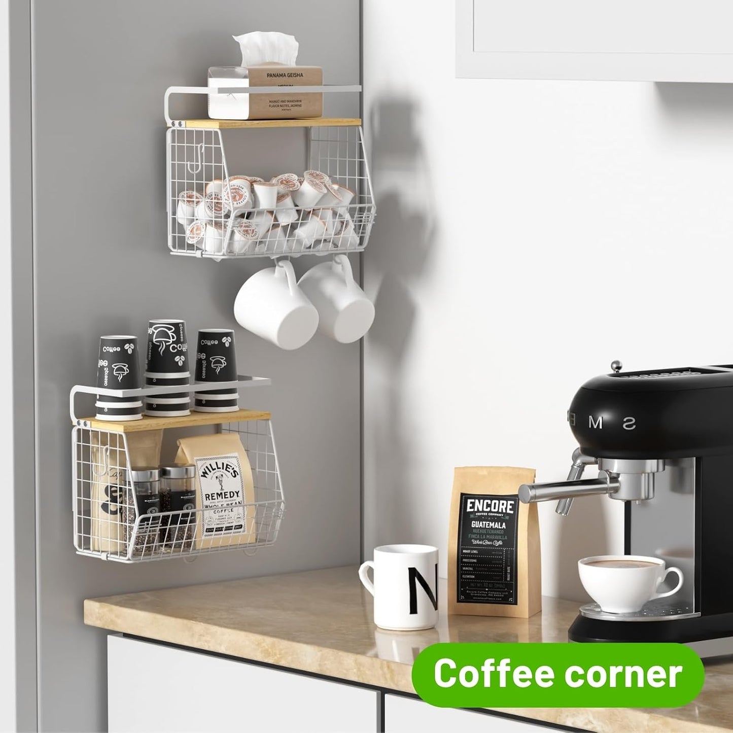 Magnetic Shelf for Fridge with Wood Lid, Fruit Potato and Onion Storage Bins, Pantry Organizers & Storage, Large Container Magnetic Spice Rack for Refrigerator, Kitchen Counter, Cabinet | Strong magnet holds 50lbs, ventilated bin for produce, versatile