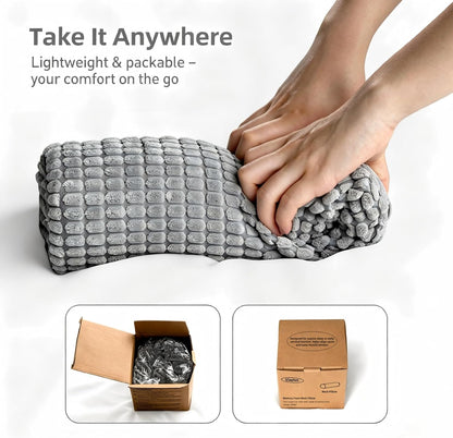 Cervical Pillow for Neck Pain, Memory Foam Neck Roll & Support Pillow for Sleeping, Travel, Office, with Removable Washable Cover, Size 17.7 x 4 Inches (Grey)