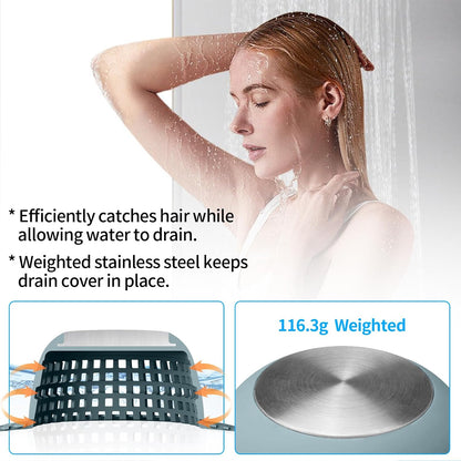 Aluvor Shower Drain Hair Catcher Bathtub Drain Cover Sink Drain Protector | Bathroom Sink & Bathtub Drain Strainer for Pop-Up & Regular Drains, Silver Grey