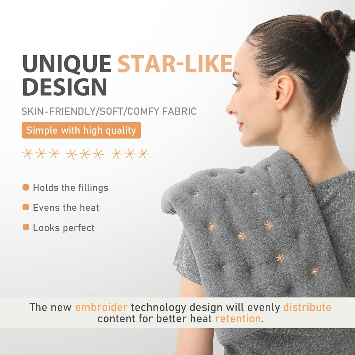 UNCN Wide Microwave Heating Pad with Washable Cover 9.5 x 16in Microwavable