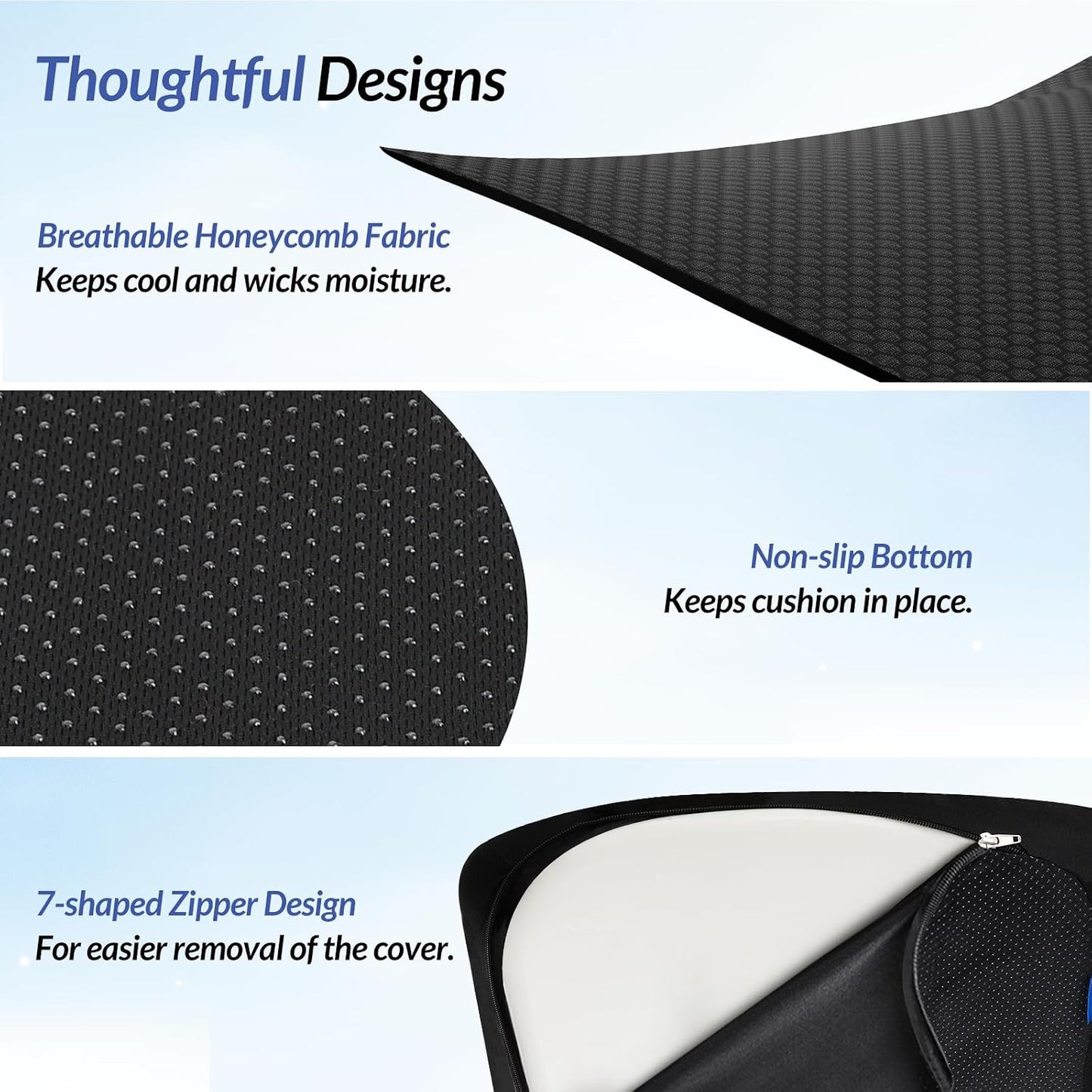 ZIKEE Contoured Ergonomic Seat Cushion for Effective Pain Relief, Non-Slip | Office Chair Cushion for Sciatica, Back, Tailbone Pain Relief, High-Density Memory Foam Car Seat Cushion for Sitting Comfort
