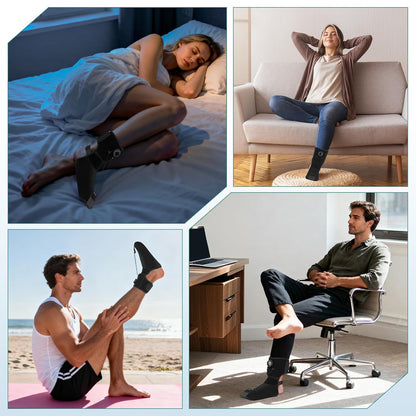Plantar Fasciitis Night Splint Sock - Hook Knob Adjustment Extended Support Plate with Massage Ball - Relief for Plantar Fasciitis Heel Pain Achilles Tendonitis - Secure Fit for Men Women Black Small