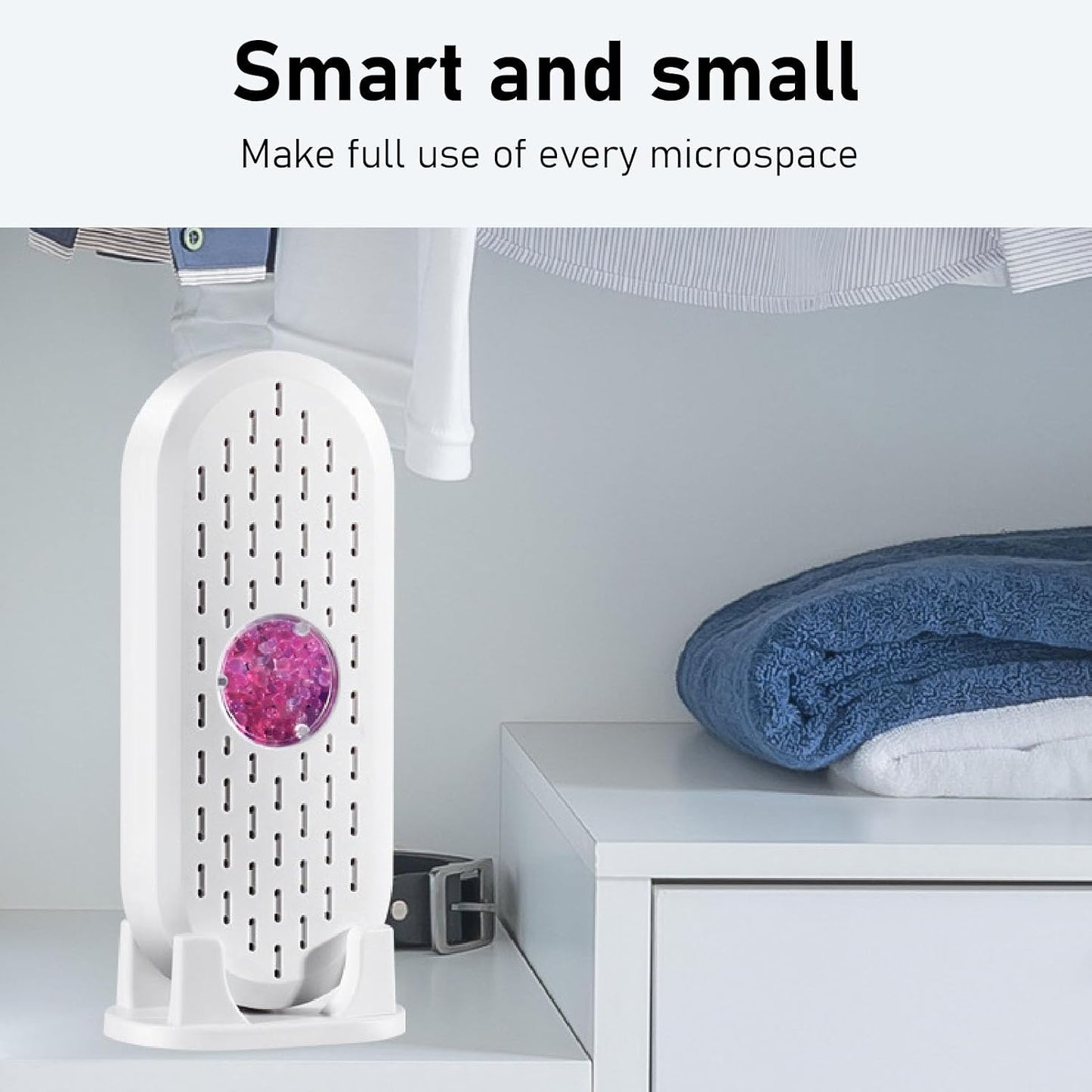 Mini Closet Dehumidifier, Rechargeable ABS 5W 6V White Effective Portable Electric Dehumidifiers Reusable Desiccant for Closet Shoe Cabinet