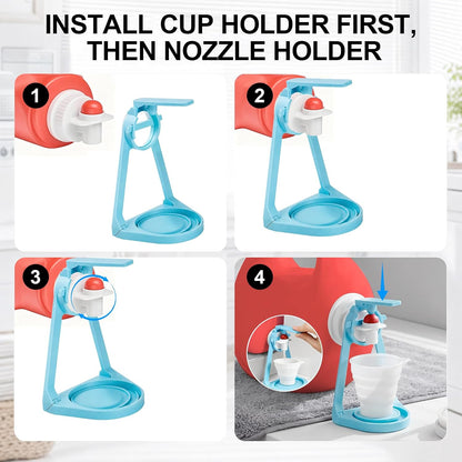 2 Pack Laundry Detergent Dispenser with Laundry Cup Holder and Drip Tray, Detergent Drip Catcher Fits Most Economic Sized Bottles
