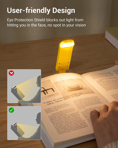 DEWENWILS USB Rechargeable Book Reading Light, 3000K Warm White, Brightness Adjustable Clip on LED Bookmark Lamp at Night in Bed, Portable Booklight for Bookworms, Kids