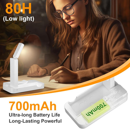 NEWZCLA【2 Pack】Rechargeable Book Light for Reading in Bed,Foldable Clip-On Reading Light,Lightweight 3 Color Amber Eye Care & Stepless Dimming,80H Lasting LED Lamp Gifts for Book Lovers,Travel/2*Black