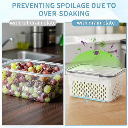 Grape Container for Fridge,3PCS(0.9-13.5Qt) | Leakproof Grape Container with Removable Colander,Dishwasher&Microwave Safe,Keep Fruits, Vegetables, Meat Fresh Longer