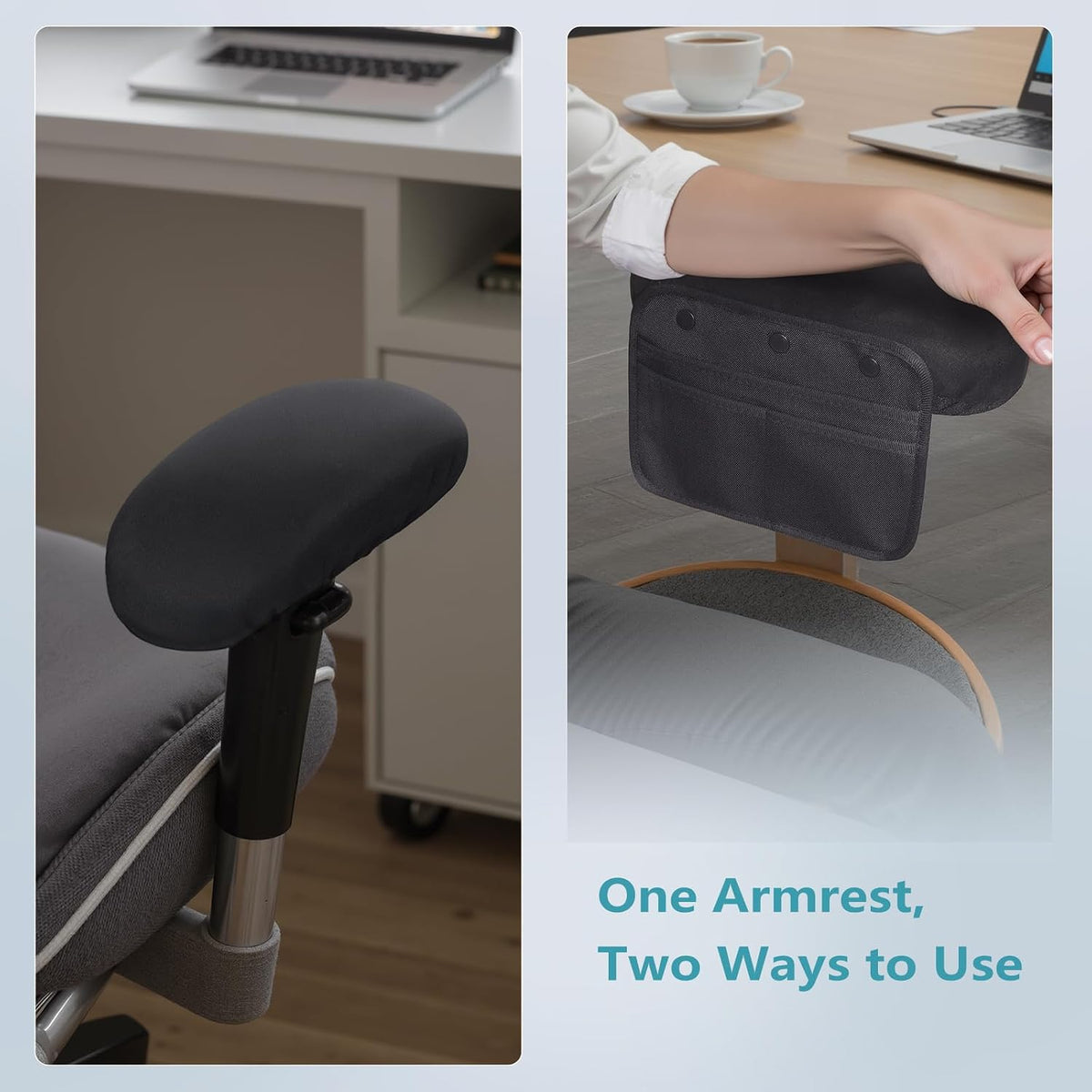 Virelis Ergonomic Office Chair Armrest Covers (Set of 2) - Soft Foam Arm Rest Pads for Elbow & Forearm Pressure Relief - Universal Stretch Fit for Gaming & Office Chairs, Black