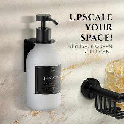 Shower Shampoo Dispenser Wall Mounted – 3 Refillable 16.9 oz Clear Bottles with Stainless Steel Pumps & No-Drill Adhesive Holders – Soap Dispenser Set for Bathroom (3 X Clear/Silver)