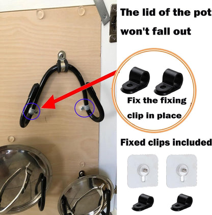 Set of 4 Pan Pot Lid Holders, Self-Adhesive Cabinet/Wall Mount Storage Organizer, Suitable for Lids Up to 11 Inches, Rust Resistant