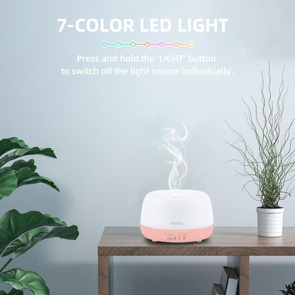SEEDSEEL 300ML Essential Oil Diffuser with 7-Color LED Lights and Remote Control, Modern Minimalist Design, High-Efficiency Ultrasonic Mist Aromatherapy Diffuser for Home