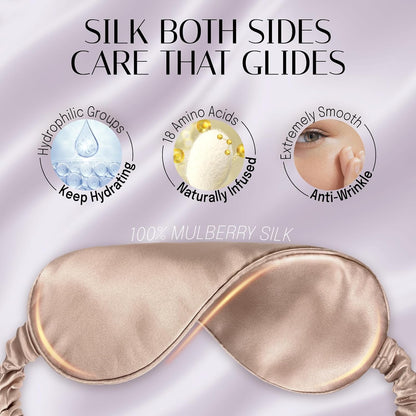 OLESILK 100% Mulberry Silk Sleep Mask for Women - Zero-Pressure Blackout