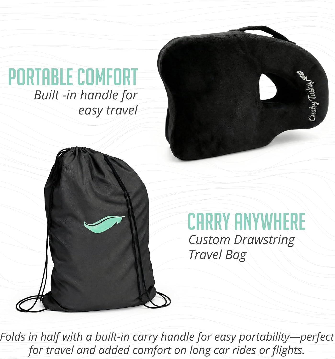 Cushy Tushy Premium Foldable Travel Seat Cushion - for Relief of Lower Back, Sciatic, Butt and Tailbone Pain - for Home & Office Use, Perfect for Travel or Driving - Coccyx Seat Cushion