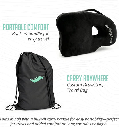 Cushy Tushy Premium Foldable Travel Seat Cushion - for Relief of Lower Back, Sciatic, Butt and Tailbone Pain - for Home & Office Use, Perfect for Travel or Driving - Coccyx Seat Cushion