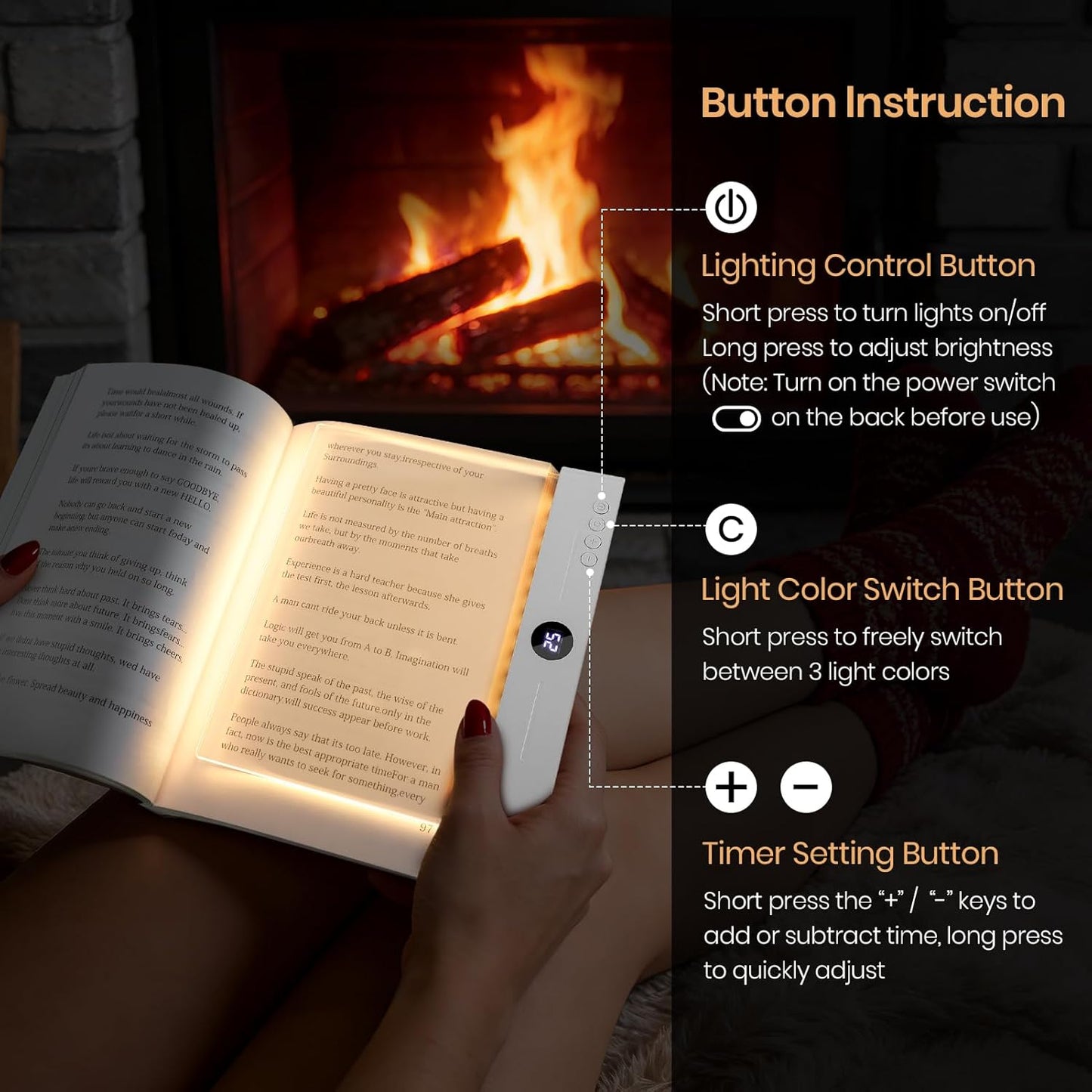 Book Light, Rechargeable Clear LED Reading Light with 3 Colors & Timer | Dimmable Full Page Panel Plate Lamp, Reading Lights for Book, Kids Eye Protection for Night Reading in Bed (White, Small)