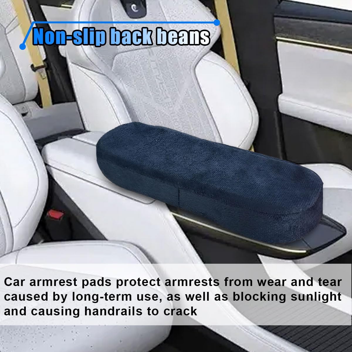2PCS Car Seat Armrest Covers, Soft & Comfortable Office Chair Arm Pad, Anti-Scratch Car Armrest Cushion, Universal Car Armrest Pillow Protector Cover for Most Cars (Black)