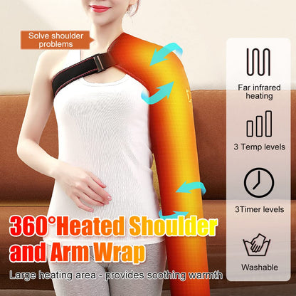Woolala Shoulder Arm Hand Heating Pad for Pain Relief Ultra Long Heat Wrap | for Left or Right Wrist Elbow Brace Warmer for Tendonitis, Arthritis, Sports Injury Recovery, 3 Temperature Settings & Timer