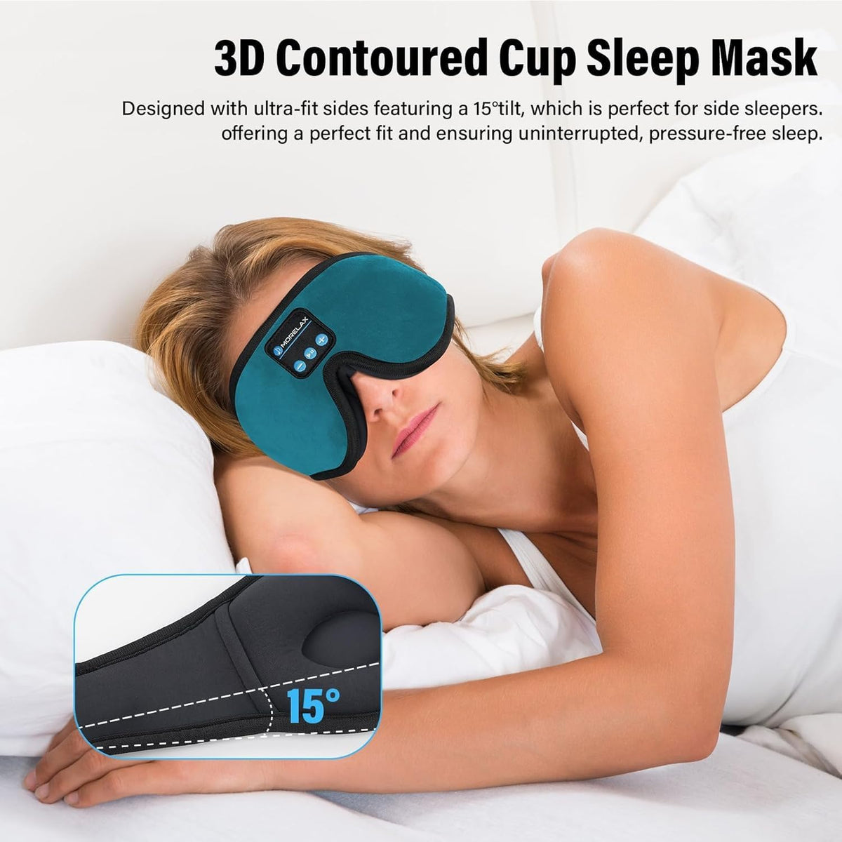 Sleep Headphones,Sleep Mask for Side Sleeper,3D Eye Mask for Sleeping with Stereo Speakers,Bluetooth Headphone,Perfect for Gifts for Women/Men Black