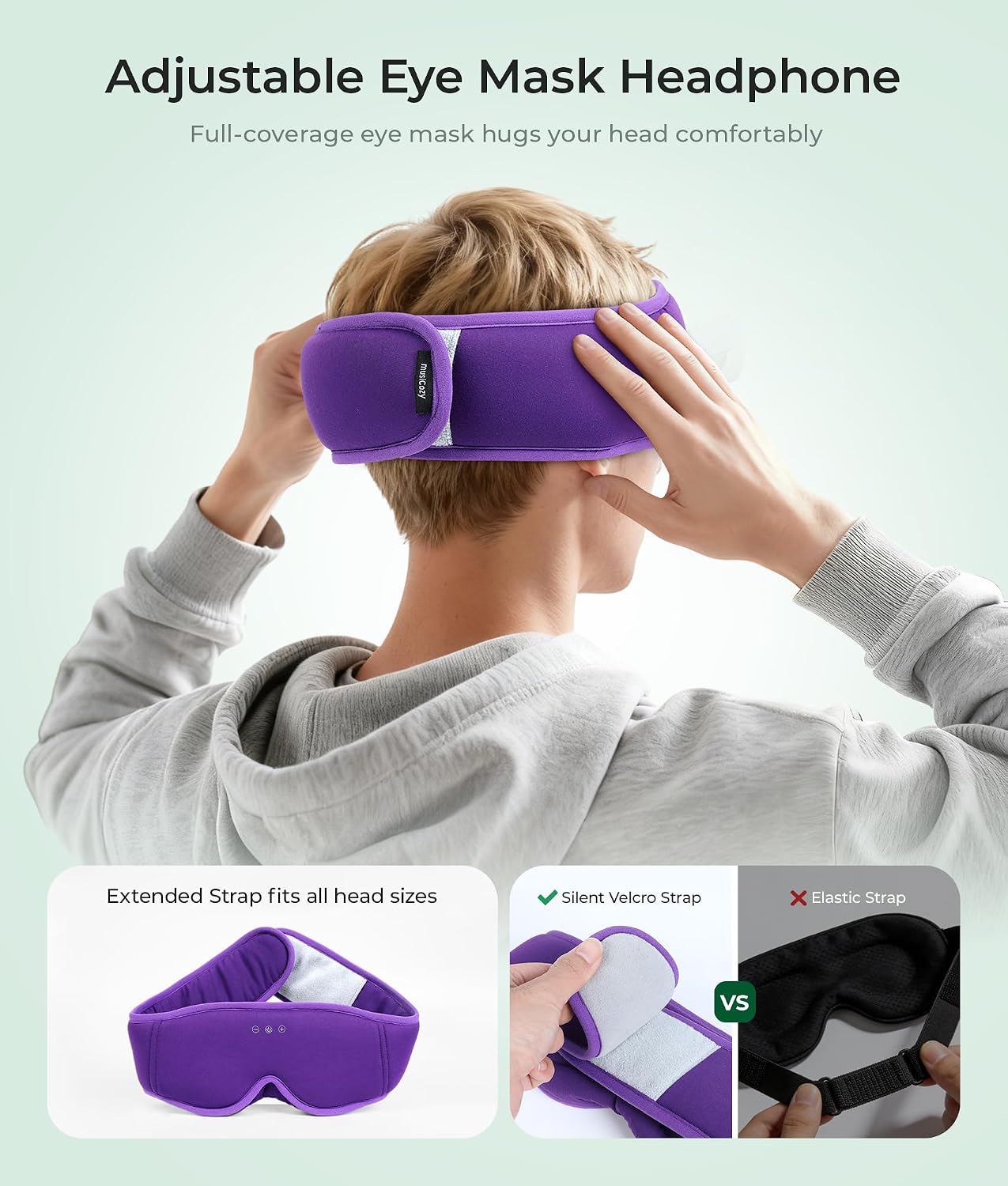 MUSICOZY Sleep Mask Headphones with Bluetooth Wireless Eye Masks Earphones | 3D Blackout Eyemask with Music Headphone for Side Sleepers, Hi-Fi Sound＆Long Battery Life Sleeping Earbuds for Travel Rest