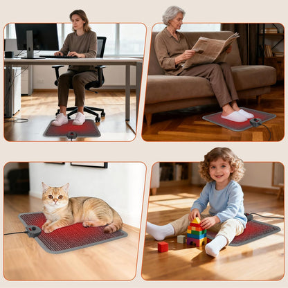 Heated Floor Mat Under Desk for Foot Warmer - Wider 110V Adjustable Temperature Electric Heating Pad - Carbon Crystal & Energy Saving Feet Warmers for Office,Home (Black)