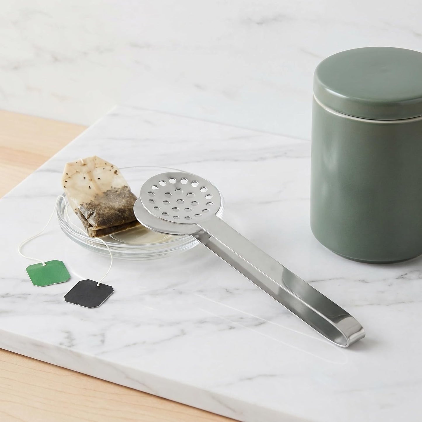 OUNONA 3pcs Tea Bag Squeezer Tongs: Filter Strainer Clip - Tea Squeezer for Loosing Leaf Bags Gripping Ice Cube and Sugar Silver