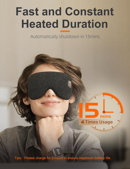 Silk Cordless Heated Eye Mask, Fast Heat Electric Warm Compress for Dry Eye