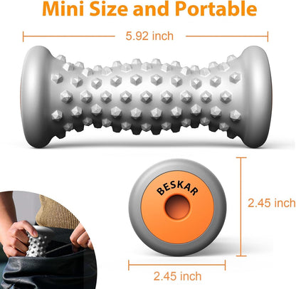 BESKAR Foot Massager Roller for Plantar Fasciitis Relief, Portable Feet Roller to Deep Tissue Muscle Massage, Foot Arch and Heel Pain, Reflexology Tool