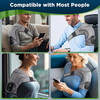 Cordless Shoulder Heating Pad, Heated Shoulder Brace for Men Women Rotator Cuff Pain Relief, Heated Shoulder Wrap with 3 Heat Levels and 3 Vibration Modes for Shoulder Discomfort Relief (Grey)