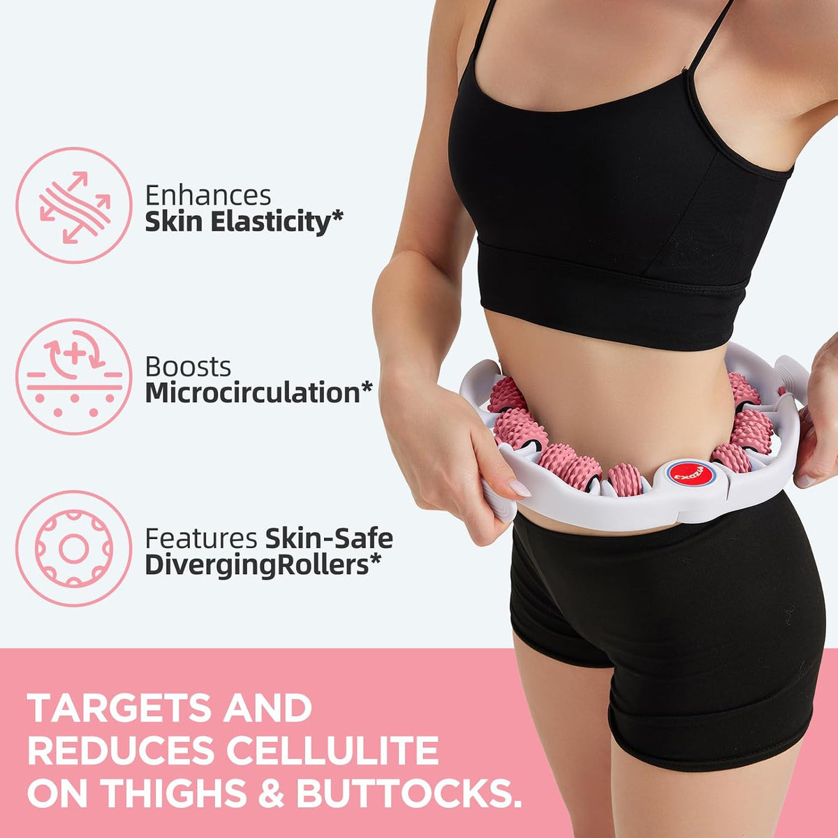 Cellulite Massage Tool - Lymphatic Drainage Massager - Muscle Roller, Deep Fascia Massage, Dimpled Skin Removal, Legs/Thighs/Buttocks, Anti-Cellulite Roller, Smooth Skin (14 Wheel - Green)