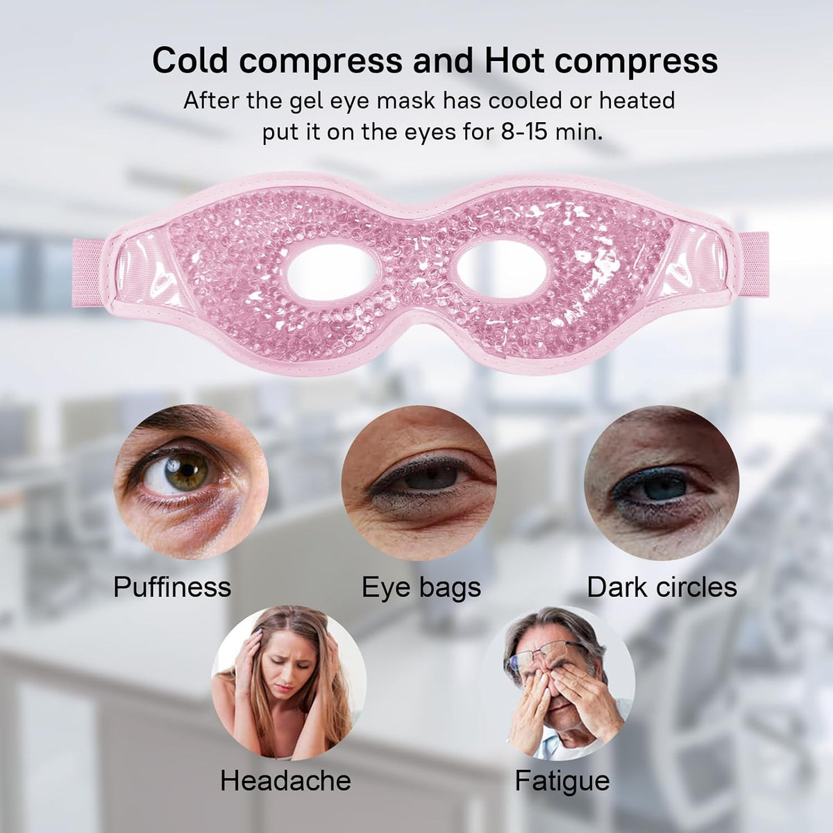 Cooling Gel Eye Mask with Eye Holes, 2 PCS Cold Eye Packs for Puffiness & Swelling, Reusable Hot Cold Compress Heat Ice Gel Pack, Purple and Pink