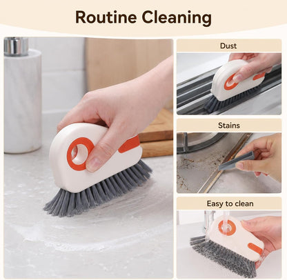 2 PCS Groove Cleaning Brush, Non-Shedding Gap Cleaner Tools | 2 in 1 Window Track Cleaning Brush with Hard Bristle and Hidden Scraper Shutter for Window Track, Kitchen Tile, Car Interior