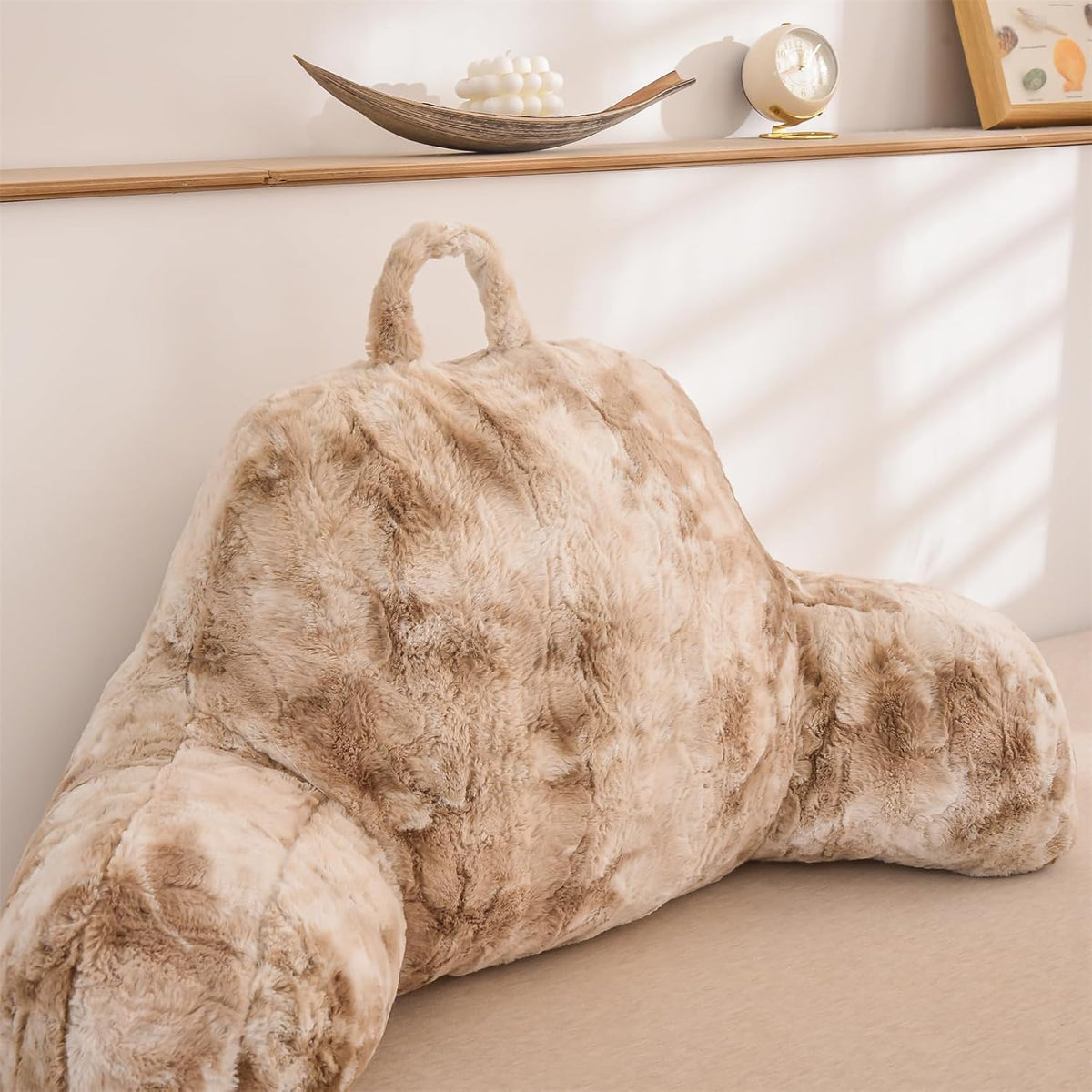 A Nice Night Ivory Reading Pillow, 18.5" Bed Wedge Pillows with Arms