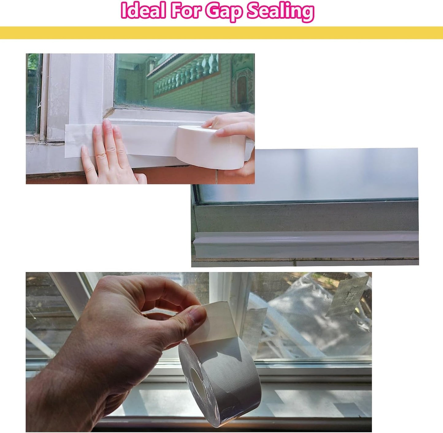 WENSSKKU White Window Weather Sealing Tape, Waterproof Window AC Air Conditioner Sealing Tape Can Keep Out Drafts Cold Air Rain Dust Smog(2IN X 99FT)