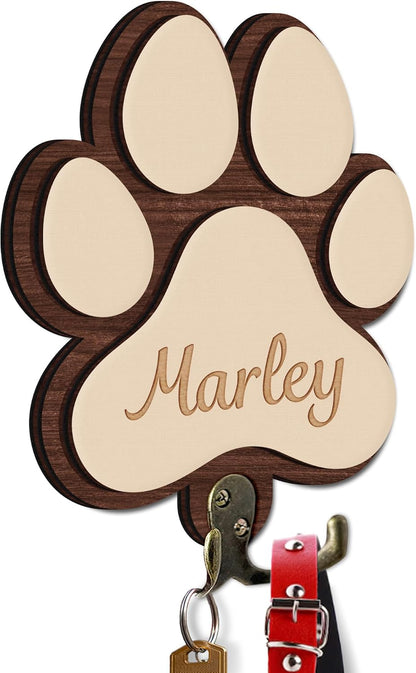 Dog Leash Holder Wall Mount, Pet Harness Hanger with Scrabble Letters, Dog Collar Organizer for Entryway, Memorial Cat Leash Holder for Wall, Pet Loss Gifts, Keepsake, Home Decor PF212-NAT