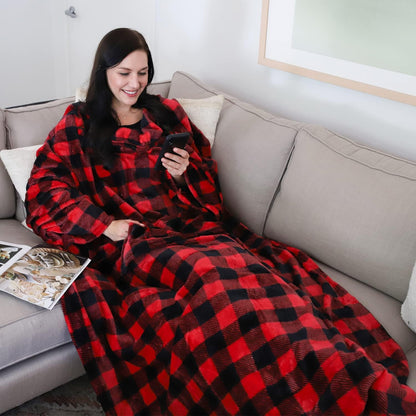 Catalonia Wearable Blanket with Sleeves for Women & Men, Fleece Wrap Throw | Cozy Sleeve Design for Hands-Free Comfort, Perfect for Reading, TV Time & Relaxing, Christmas & Birthday Gift