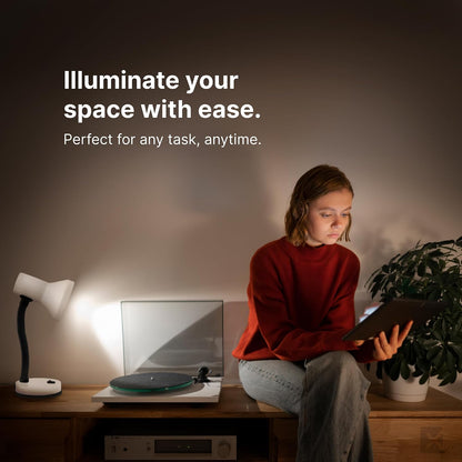 Xtricity LED Clip on Desk Lamp with 360° Flexible Gooseneck, White Finish | Reading Light for Bed Headboard– A19 Bulb Included, 120V, On/Off Switch, 10.25” Height Table Lamp