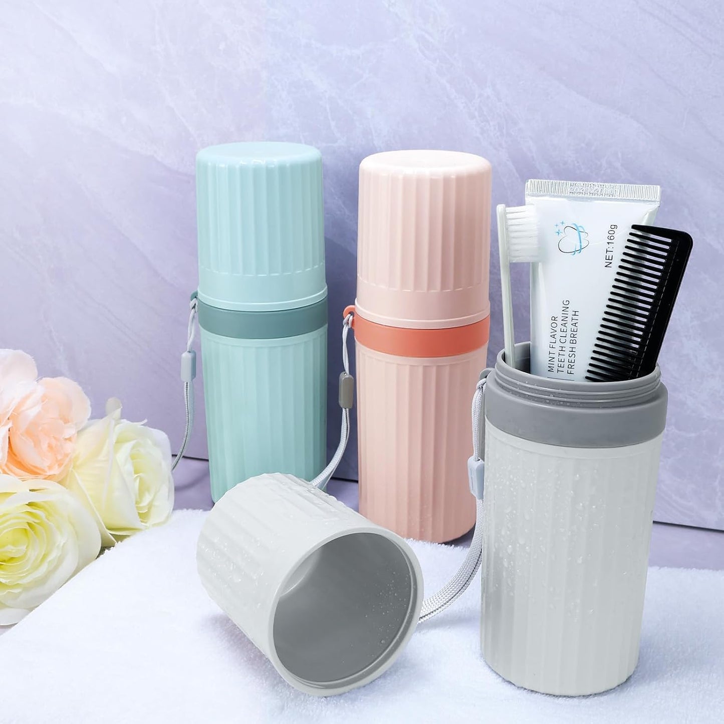 Mulbozy 4 Packs Portable Travel Toothbrush Case, Breathable Plastic Toothbrush Holder for Home, Travel, Business, Camping, School
