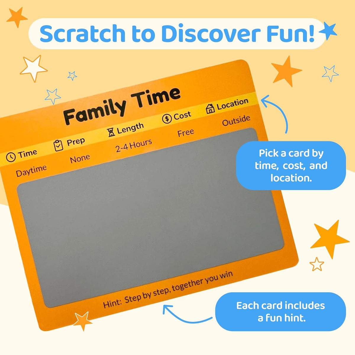 Family Time 60 Scratch-Off Activity Cards with Day & Night Markers – Fun Family Games for Kids & Parents – Screen-Free Adventure Ideas & Unique Gift for Christmas,Birthday,Stocking Stuffers & Holidays