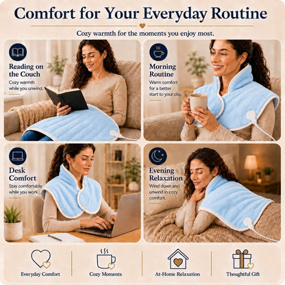 Weighted Heating Pad for Neck and Shoulders and Back, 2.4 lb Neck and Shoulder Heating Pad Wrap, Heated Neck Wrap for Upper Back, Tourmaline-Infused Fill, Auto Shut Off, Machine Washable Gift Set