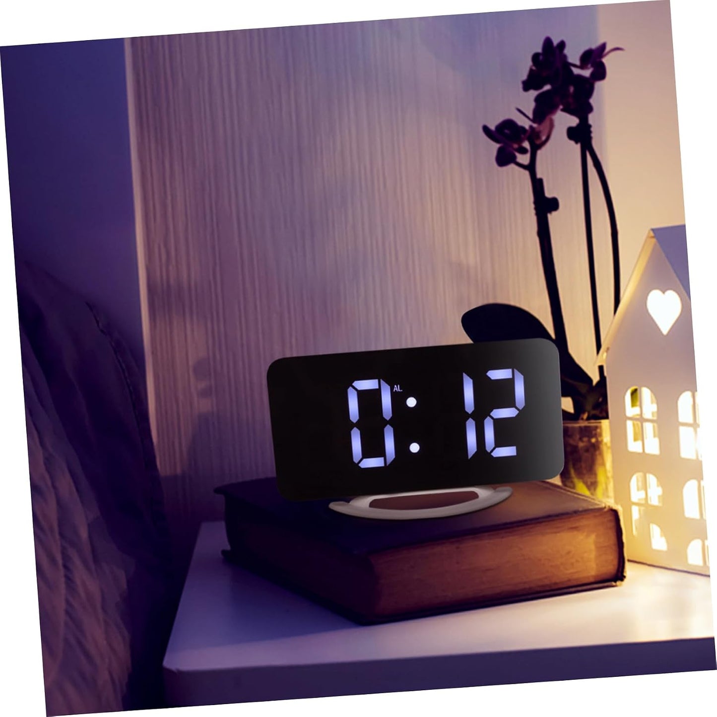 Zerodeko Digital Alarm Clock Vibrating Bed Shaker with Large LED Display RGB Mirror Screen Snooze for Bedroom Office Heavy Sleepers