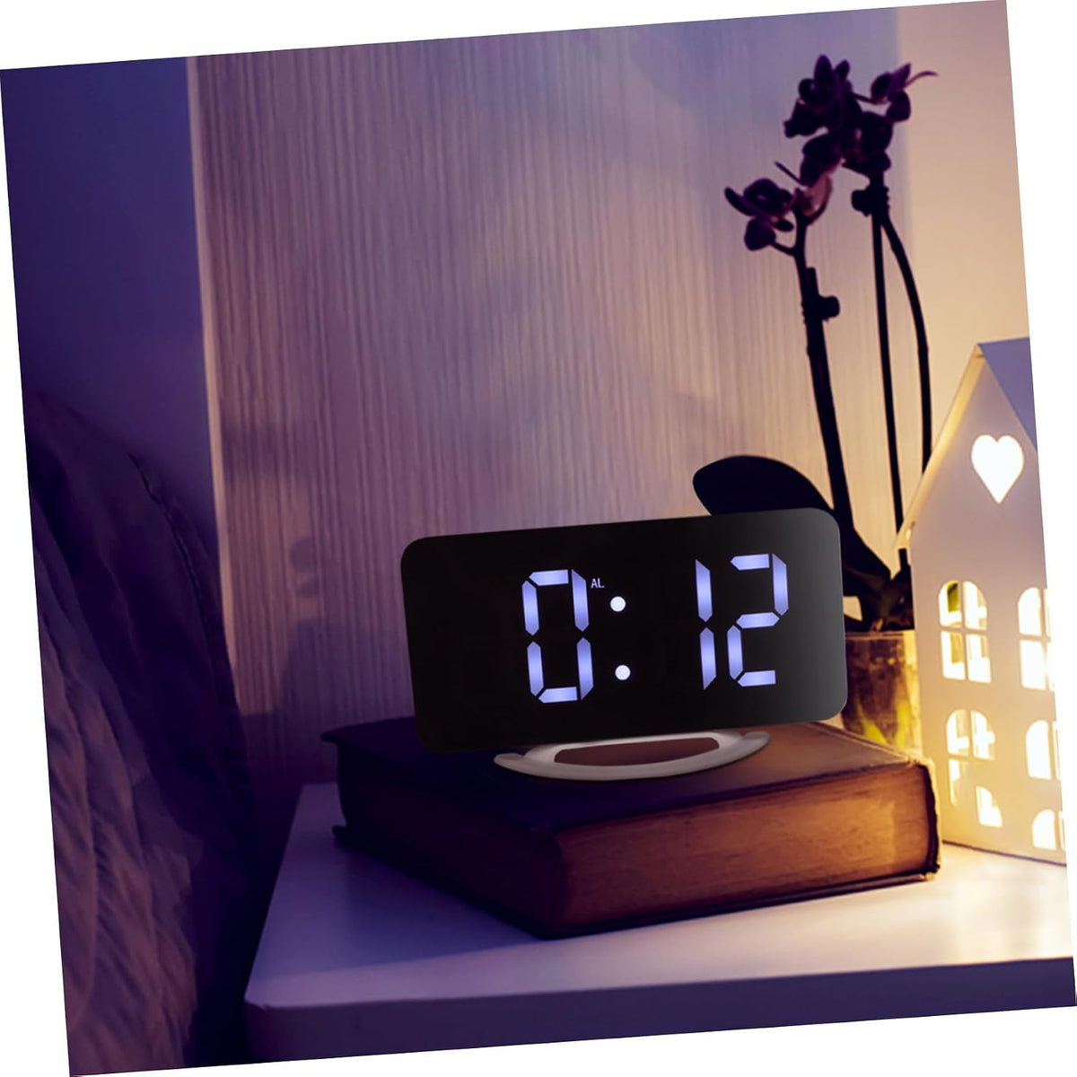 Zerodeko Digital Alarm Clock Vibrating Bed Shaker with Large LED Display RGB Mirror Screen Snooze for Bedroom Office Heavy Sleepers