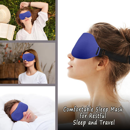 DTS Eye Sleep Mask for Side Sleepers Men Women Zero Eye Pressure 3D Cups Complete Light Blocking Night Blindfold with Adjustable Strap Shade Cover Sleeping Mask for Travel Nap Work Home (Black)
