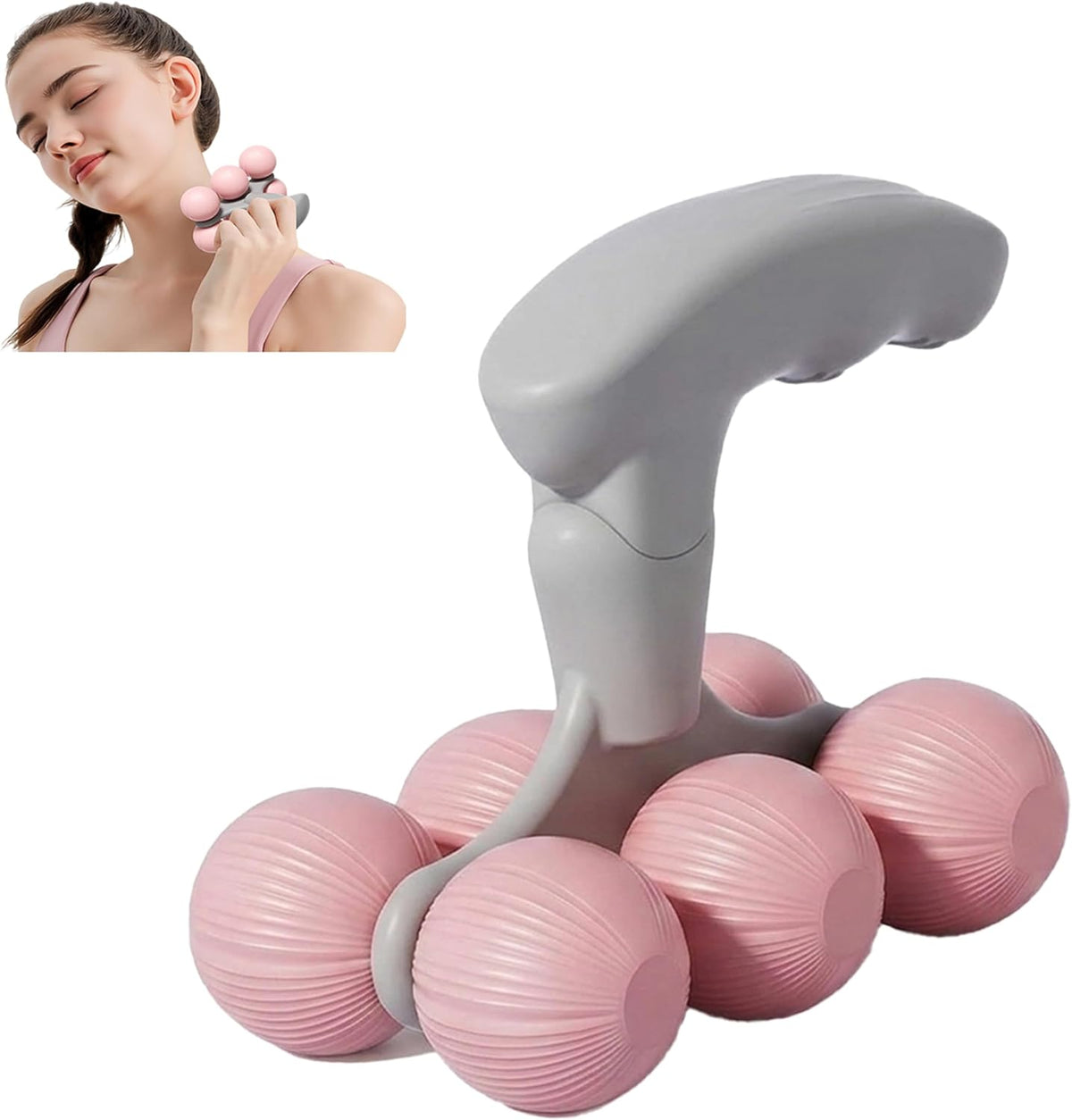 6-Wheel Handheld Massage Roller for Muscle Pain Relief (Blue)